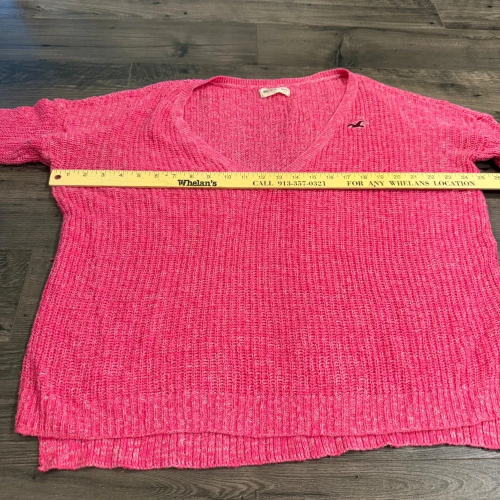 Hollister Hot Pink V-Neck Marled Knit Sweater Womens‎ Size M/L Pullover